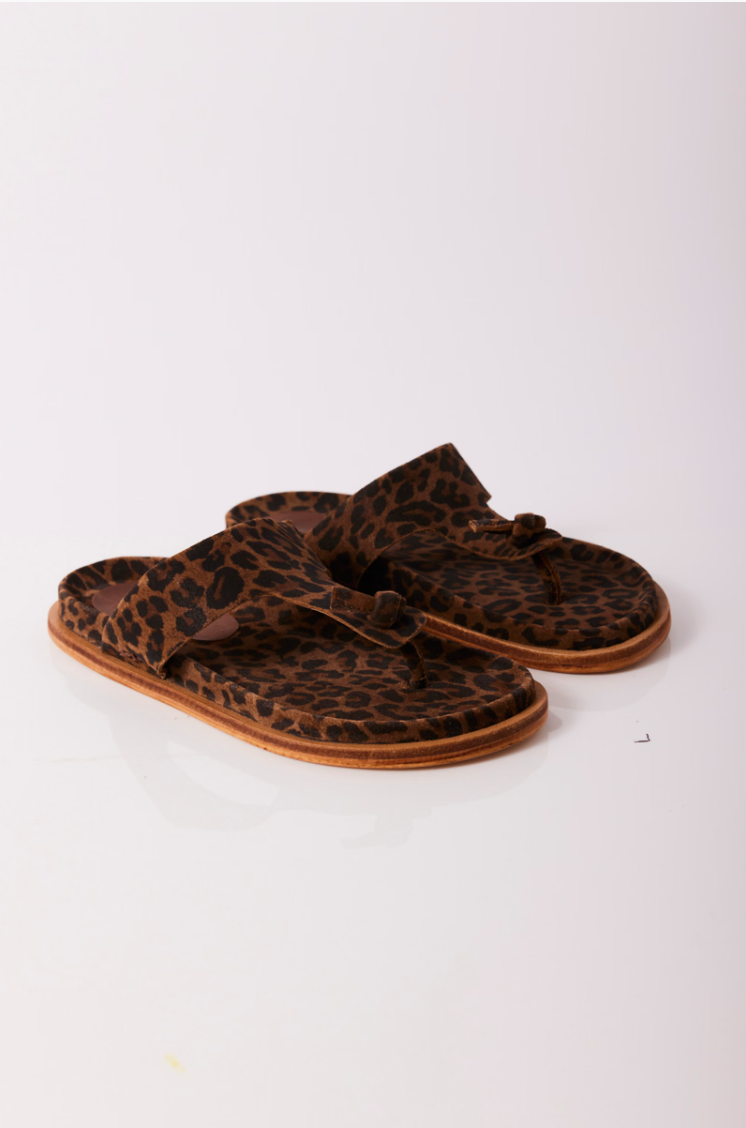 Mika Footbed Sandal Chestnut Leopard Suede