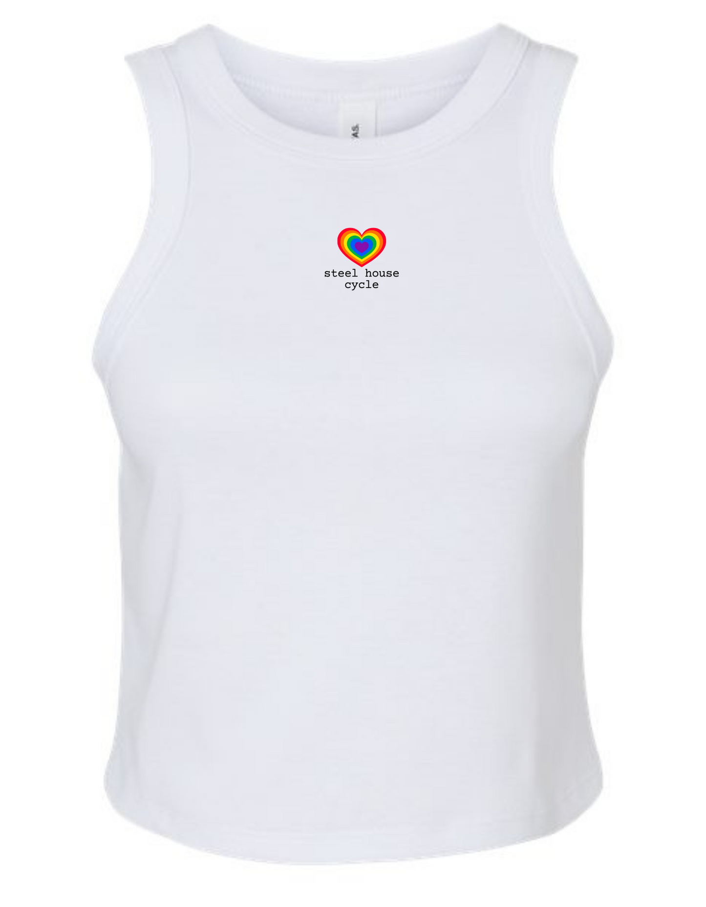 Steel House Cycle Rainbow Heart Cropped Tank