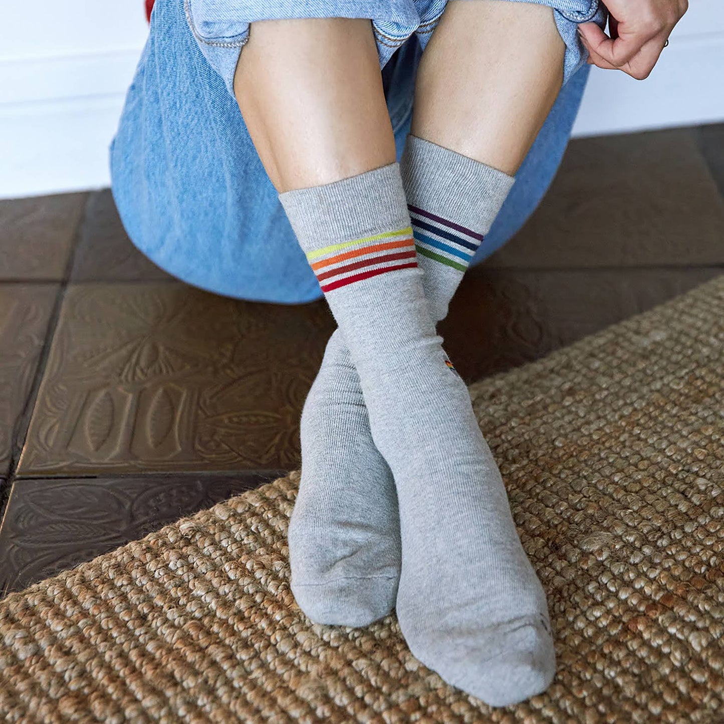 Alternating Rainbow Stripe Socks