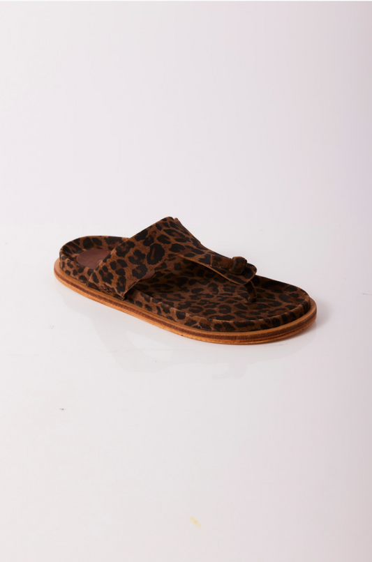 Mika Footbed Sandal Chestnut Leopard Suede