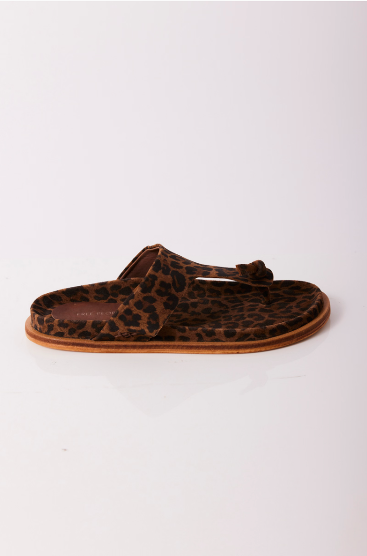 Mika Footbed Sandal Chestnut Leopard Suede