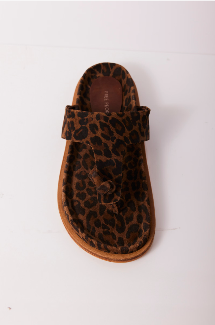 Mika Footbed Sandal Chestnut Leopard Suede